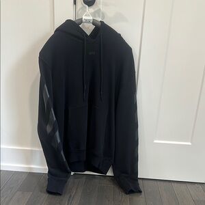 Black OFF WHITE Hoodie with Dark Gray Stripes